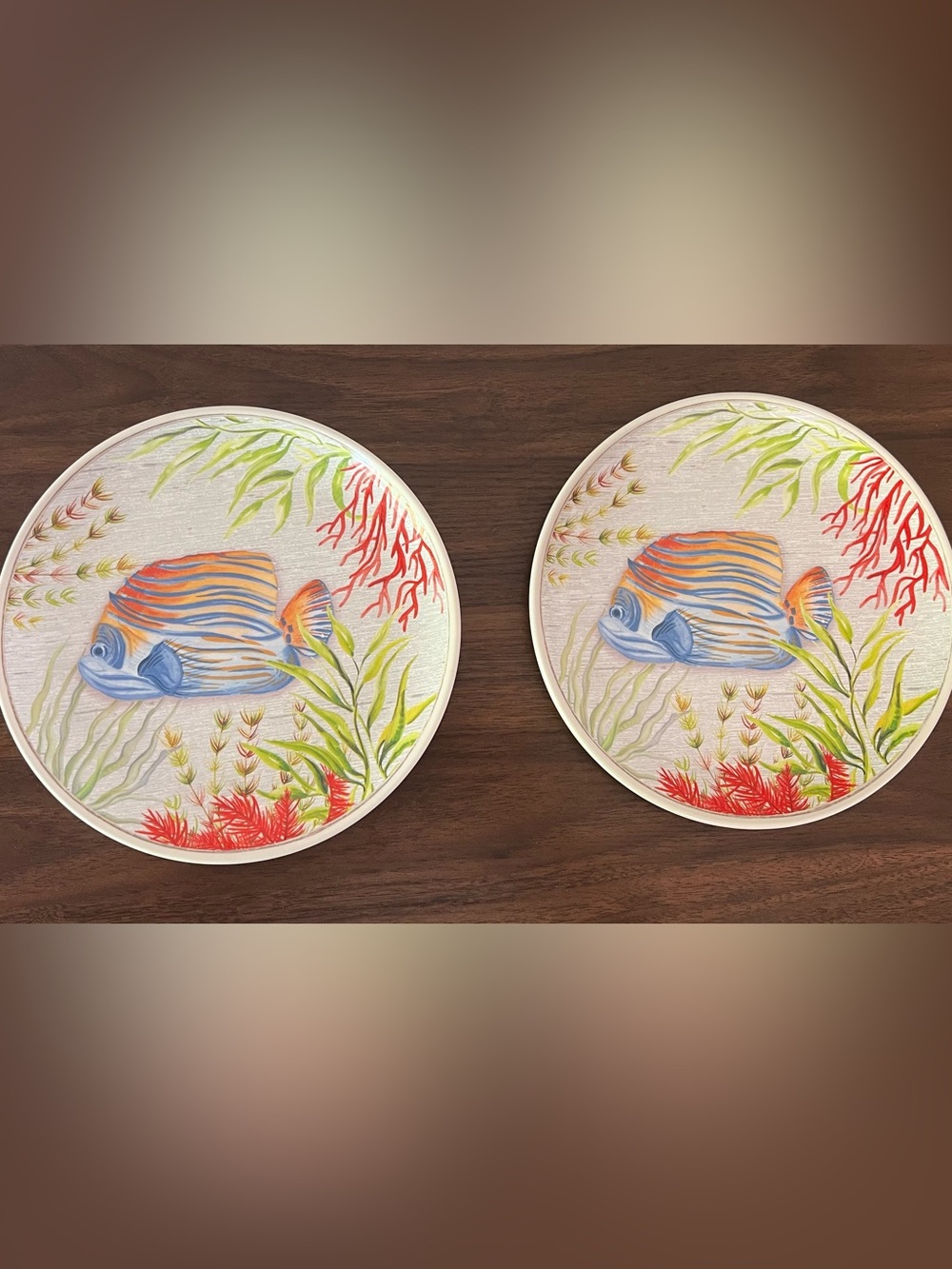 Set/2 Better Homes & Gardens Fish Melamine 8.5” Plate Summer 2016 Salad Luncheon